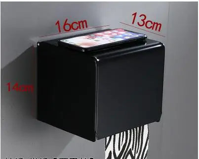 DecorBites™ Aluminum Black Bathroom Hardware Set: Towel Holder, Paper Holder, Corner Shelf, Towel Rack, Toilet Brush Holder